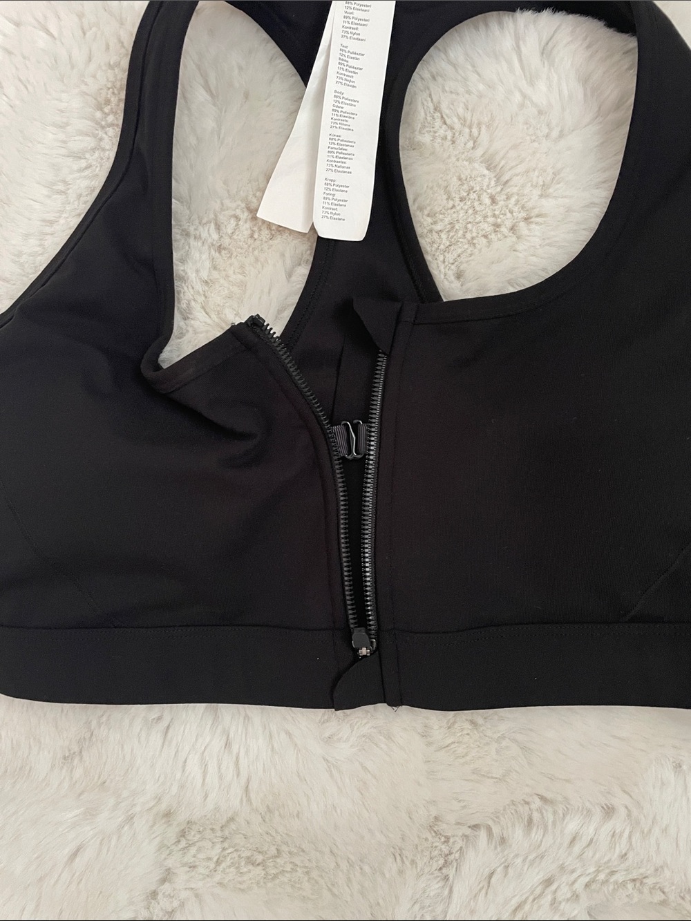 Fabletics Black Front-Zip Racerback Sports Bra - Picture 6 of 9
